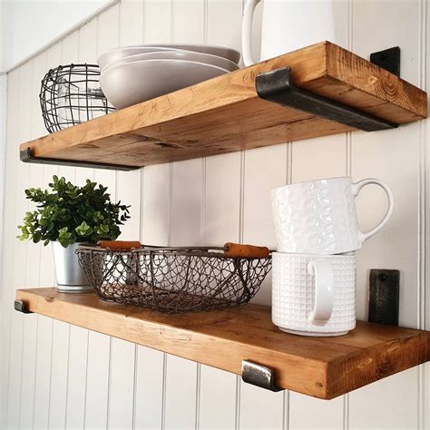 oak shelves with metal brackets|wooden kitchen shelves with brackets.